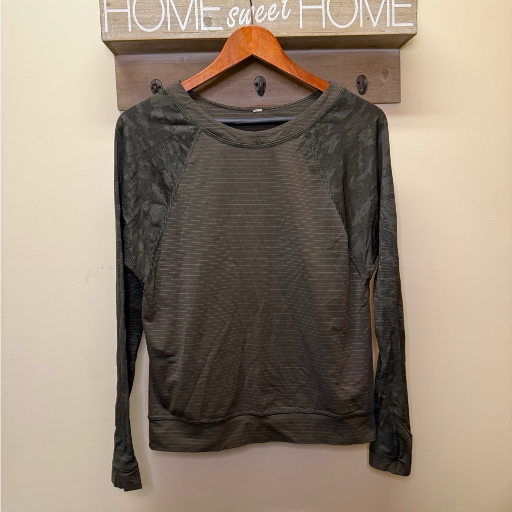 Lululemon Run For Days Long Sleeve Top Olive Green